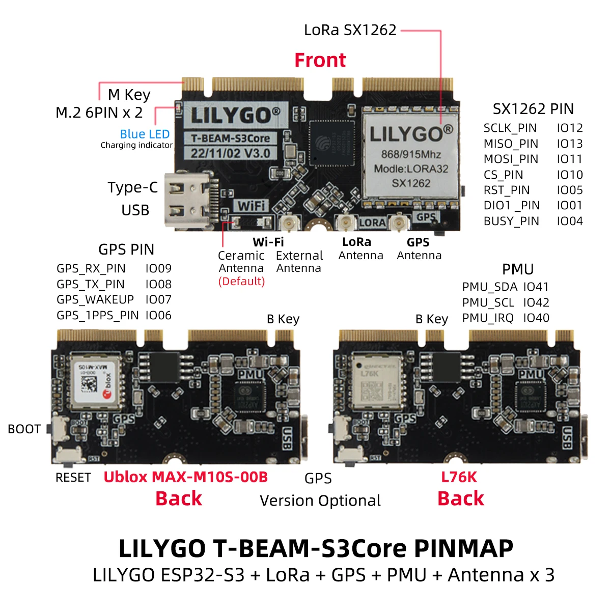 LILYGO T-BEAM-CORE V3.0 L76K U - Esp32 Development Board recension och pris