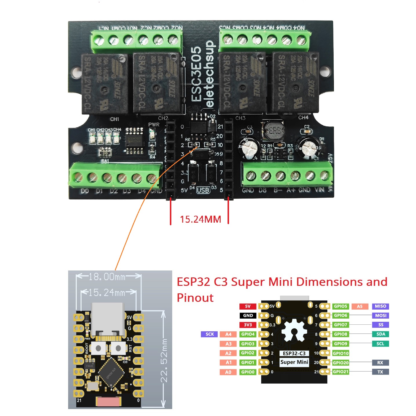 ESC3B04 ESP32-C3 Industrial Re - Esp32 C3 recension och pris