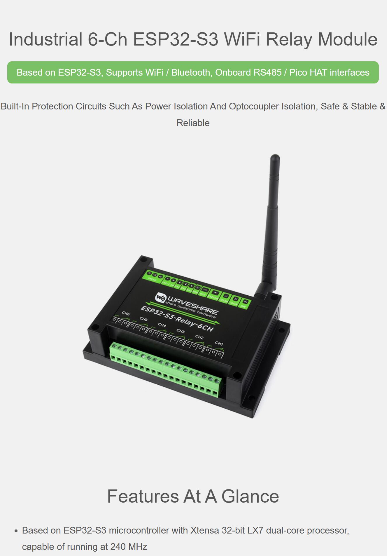 Industrial 6 Relay Channel ESP - Esp32 S3 recension och pris
